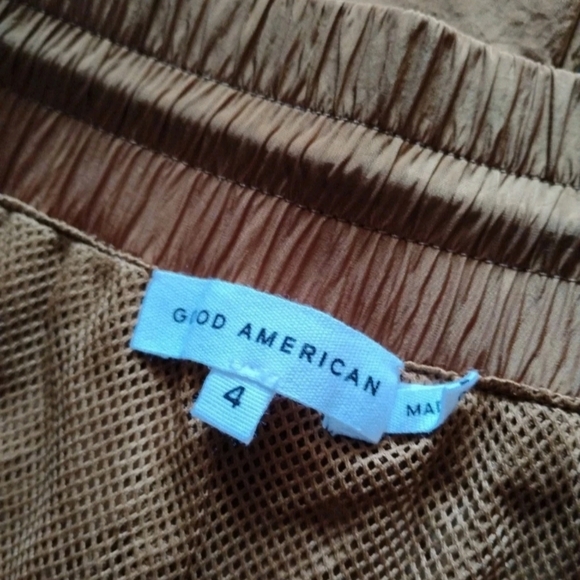 Good American Wide Leg Track Pant Bronze Brown Elastic Waist Women's Size 4 NEW - Picture 4 of 5